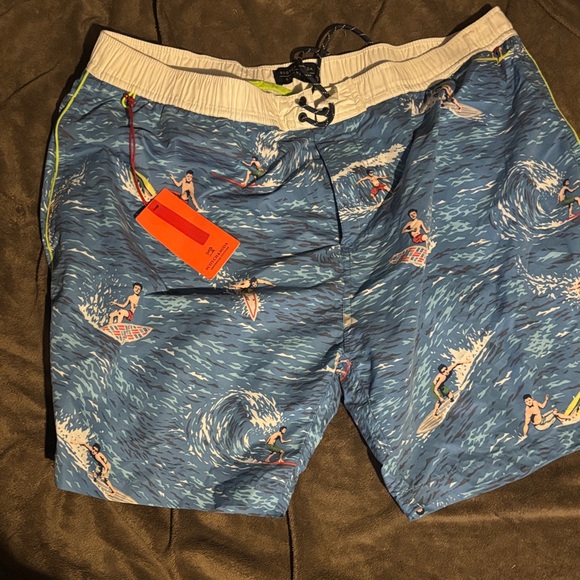 Scotch & Soda Blue Surf Print Swim Trunks